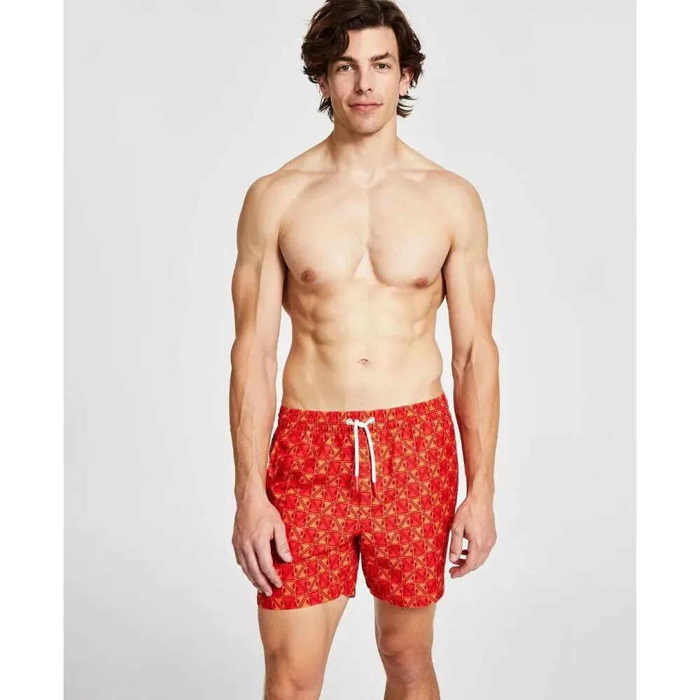 Guess Men's Eco Geo Print Drawstring Swim Shorts Trunks XL New with Tags - Picture 5 of 8
